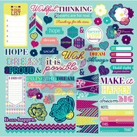 Prima - Wishful Thinking Collection - 12 x 12 Self Adhesive Chipboard Pieces