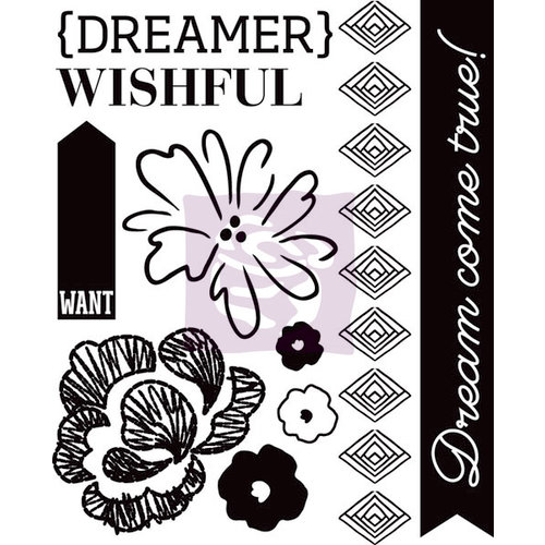 Prima - Wishful Thinking Collection - Cling Mounted Rubber Stamps - One