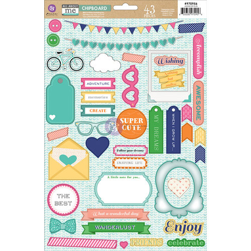 Prima - Leeza Gibbons - All About Me Collection - Self Adhesive Chipboard Pieces