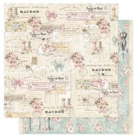 Prima - Buttons & Keepsakes Collection - 12 x 12 Double Sided Paper - Delicate Stitches