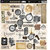 Prima - Cartographer Collection - 12 x 12 Self Adhesive Chipboard Pieces