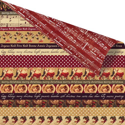 Prima - A Victorian Christmas Collection - 12 x 12 Double Sided Paper with Gold Foil Accents - Un Chant de Noel