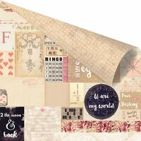 Prima - Love Clippings Collection - 12 x 12 Double Sided Paper - 2 the Moon and Back with Rose Gold Foil Accents