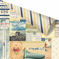 Prima - St. Tropez Collection - 12 x 12 Double Sided Paper - Pampelonne with Foil Accents