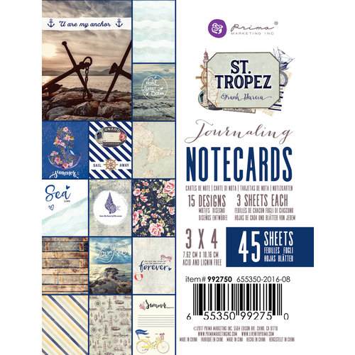 Prima - St. Tropez Collection - 3 x 4 Journaling Cards