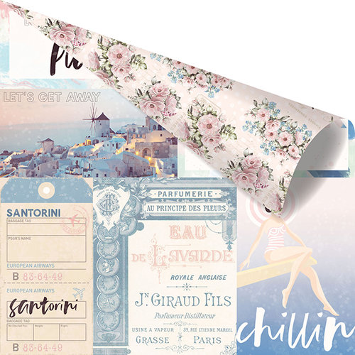 Prima - Santorini Collection - 12 x 12 Double Sided Paper - Enjoying The Sun with Foil Accents