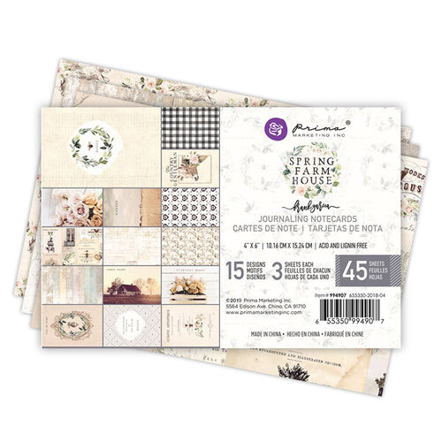 Prima - Spring Farmhouse Collection - 4 x 6 Journaling Cards