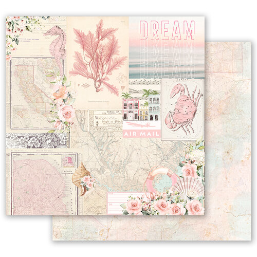 Prima - Golden Coast Collection - 12 x 12 Double Sided Paper - California Dreaming with Foil Accents
