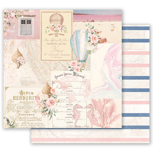 Prima - Golden Coast Collection - 12 x 12 Double Sided Paper - Up In The Air with Foil Accents