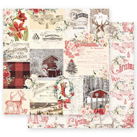 Prima - Christmas in the Country Collection - 12 x 12 Double Sided Paper - Compliments of the Season with Foil Accents