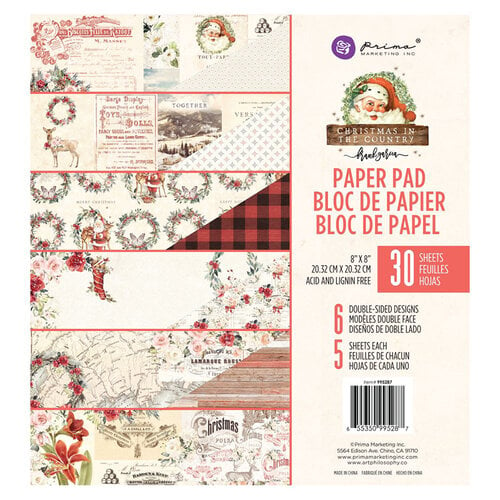 Prima - Christmas in the Country Collection - 8 x 8 Paper Pad