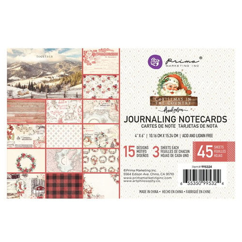Prima - Christmas in the Country Collection - 4 x 6 Journaling Cards