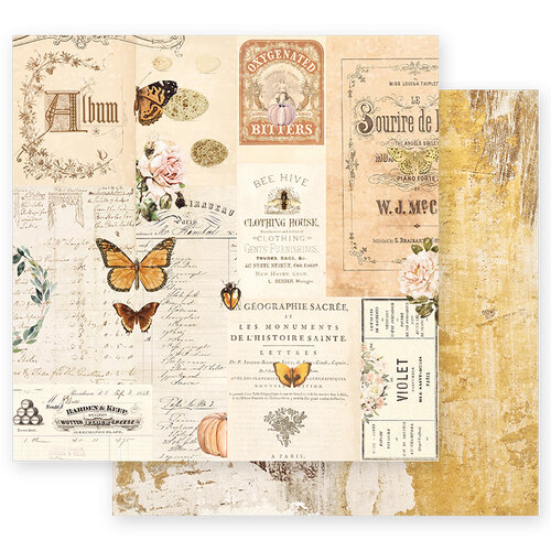 Prima - Autumn Sunset Collection - 12 x 12 Double Sided Paper - Autumn Memories with Foil Accents