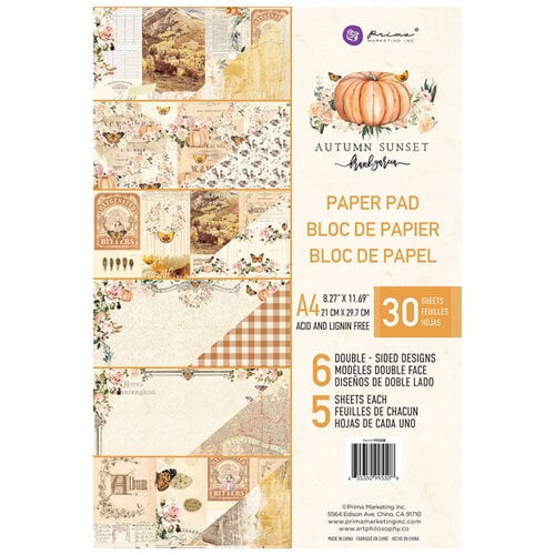 Prima - Autumn Sunset Collection - A4 Paper Pad