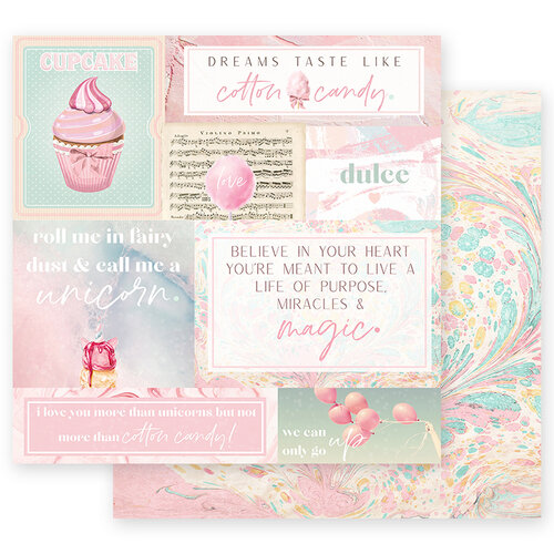 Prima - Dulce Collection - 12 x 12 Double Sided Paper - Fairy Dust with Foil Accents