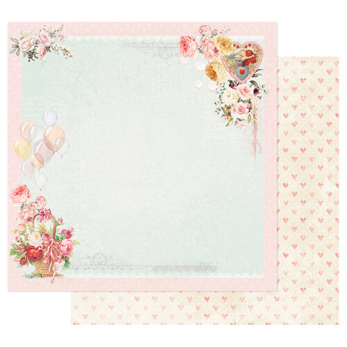 Prima - Magic Love Collection - 12 x 12 Double Sided Paper - On A Pink Cloud