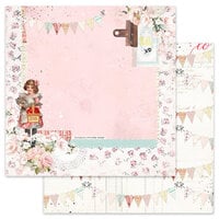 Prima - Love Notes Collection - 12 x 12 Double Sided Paper - Valentine Bunting - Foil Accents
