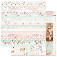 Prima - Love Notes Collection - 12 x 12 Double Sided Paper - Darling Stripes - Foil Accents