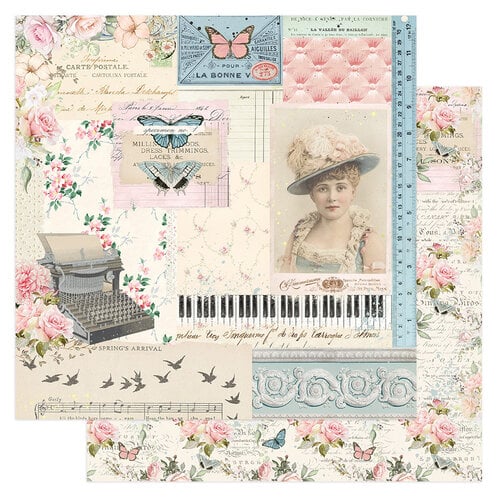 Prima - French Blue Collection - 12 x 12 Double Sided Paper - Beautiful Melody