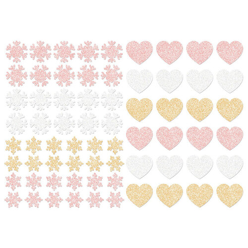 Prima - Santa Baby Collection - Christmas - Glitter Stickers - Snowflakes and Hearts Bundle