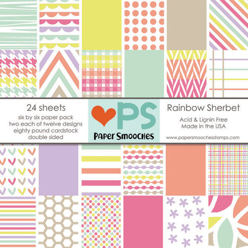 Paper Smooches - 6 x 6 Paper Pack - Rainbow Sherbet