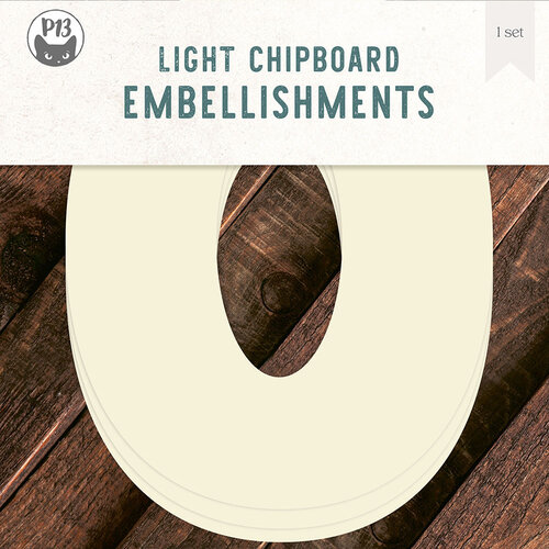 P13 - Light Chipboard Embellishments - Deco Base - 8 x 8 Numbers - 0