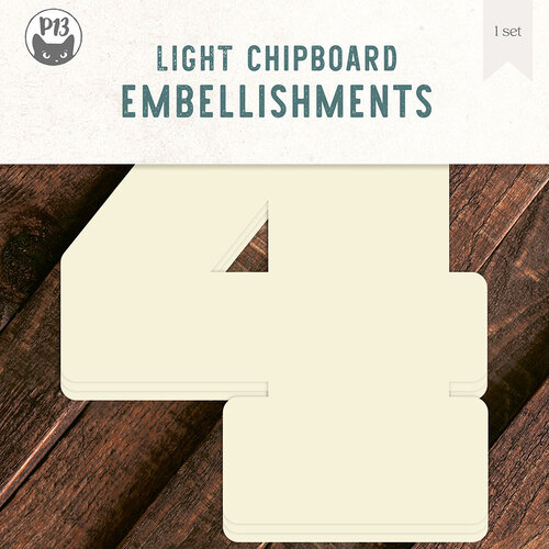P13 - Light Chipboard Embellishments - Deco Base - 8 x 8 Numbers - 4