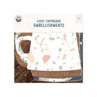 P13 - Coffee Break Collection - Light Chipboard Embellishments - Album Base With Papers - Mix And Match