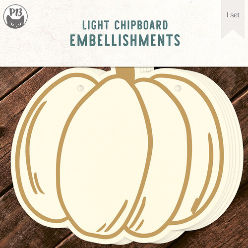 P13 - Happy Halloween Collection - Light Chipboard Embellishments - Pumpkin