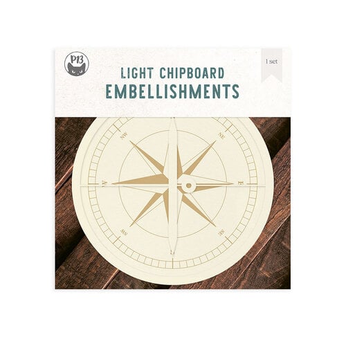 P13 - Hit The Road Collection - Light Chipboard Embellishments - Deco Base - Compass