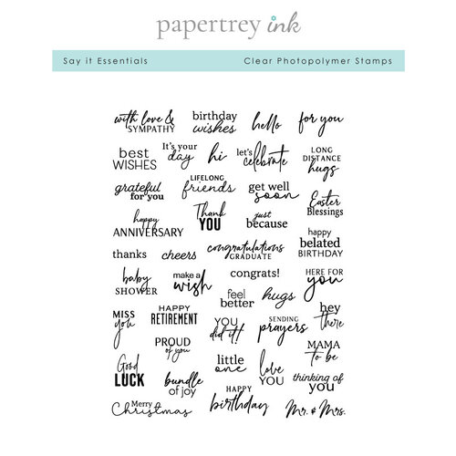 Papertrey Ink - Clear Photopolymer Stamps - Say It Essentials