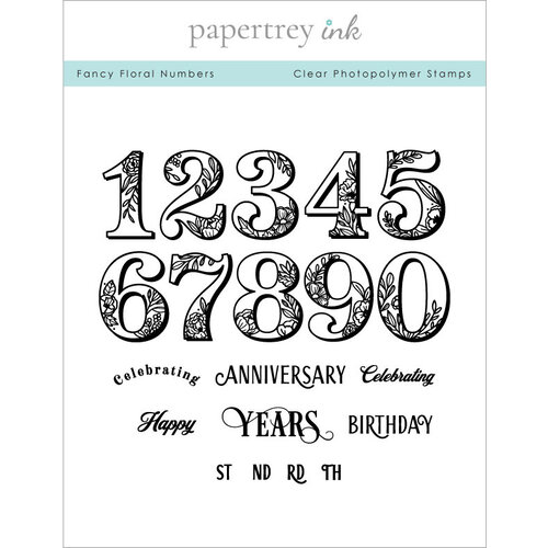 Papertrey Ink - Clear Photopolymer Stamps - Fancy Floral Numbers