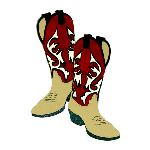 Paper Wizard - Travel Collection - Die Cuts - Cowboy Boots - Red and Tan