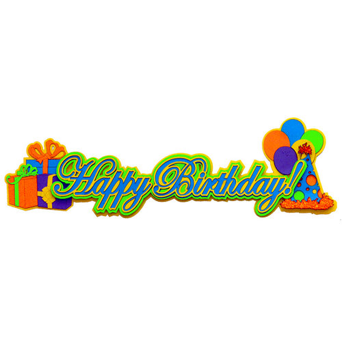 Paper Wizard - You Say Its Your Birthday Collection - Die Cuts - Happy Birthday - Script - Blue