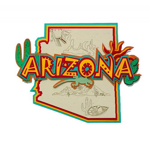 Paper Wizard - Altered States Collection - Die Cuts - Map of Arizona