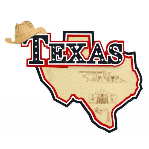 Paper Wizard - Altered States Collection - Die Cuts - Map of Texas