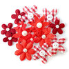 Queen and Company - Blossoms - Fabric Flowers - Red