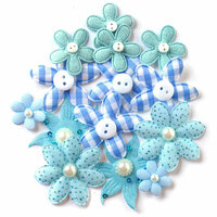 Queen and Company - Blossoms - Fabric Flowers - Blue