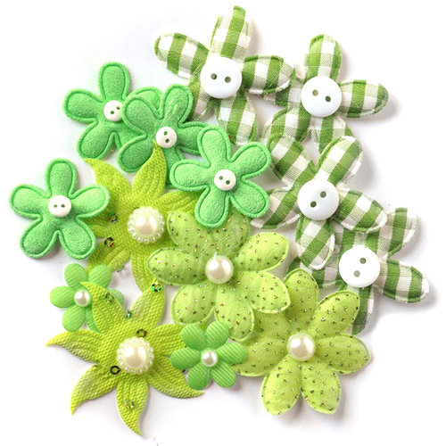 Queen and Company - Blossoms - Fabric Flowers - Green