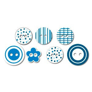 Queen and Company - Chipboard Buttons - Baby Blue
