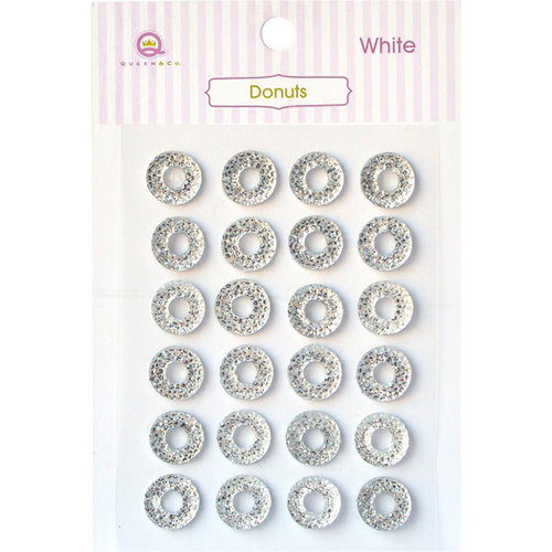 Queen and Company - Bling - Self Adhesive Rhinestones - Donuts - White