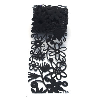 Queen and Company - Self Adhesive Felt Fusion Ribbon - 2.7 Inches - Floral - Black