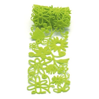 Queen and Company - Self Adhesive Felt Fusion Ribbon - 2.7 Inches - Floral - Green