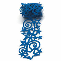 Queen and Company - Self Adhesive Felt Fusion Ribbon - 2.7 Inches - Star Swirl - Blue