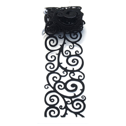 Queen and Company - Self Adhesive Felt Fusion Ribbon - 2.7 Inches - Scroll - Black