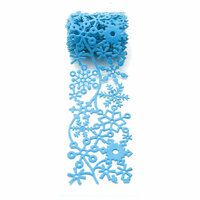 Queen and Company - Self Adhesive Felt Fusion Ribbon - 2.7 Inches - Winter - Snow - Light Blue