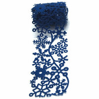 Queen and Company - Self Adhesive Felt Fusion Ribbon - 2.7 Inches - Winter - Snow - Dark Blue