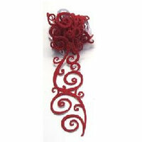 Queen and Company - Self Adhesive Felt Fusion Ribbon - 1.6 Inches - Scrolls - Red