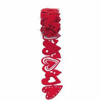 Queen and Company - Self Adhesive Felt Fusion Ribbon - 1.6 Inches - Hearts - Red
