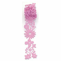 Queen and Company - Self Adhesive Felt Fusion Ribbon - 1.6 Inches - Floral - Light Pink